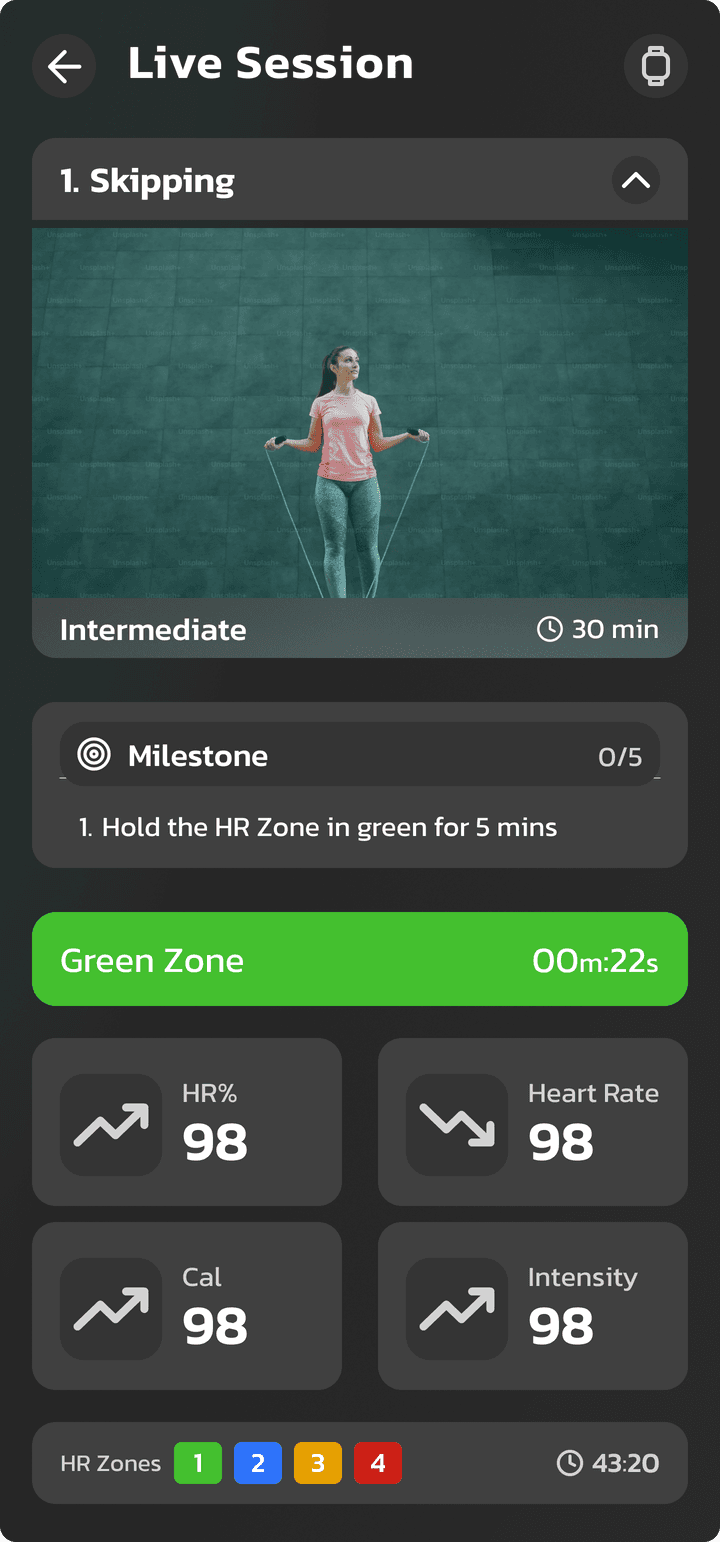 Live session screen