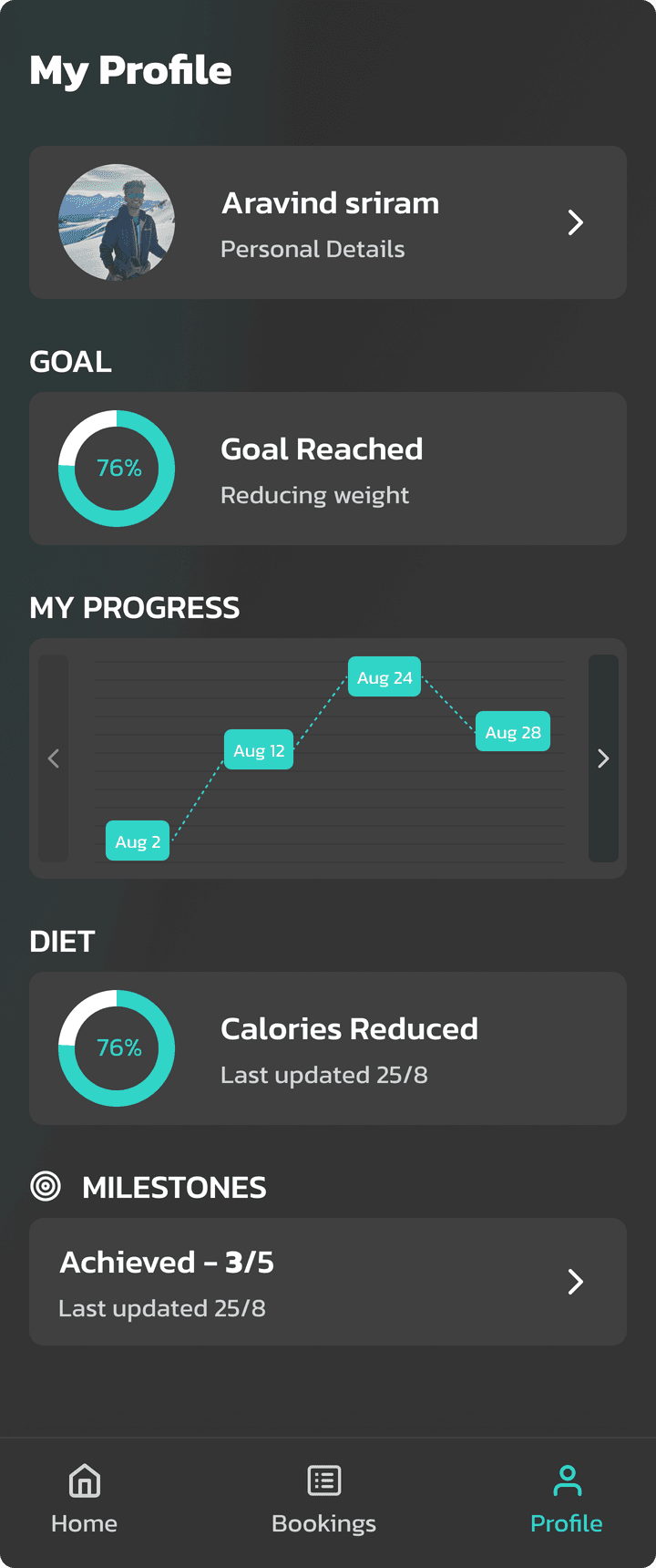 My profile screen