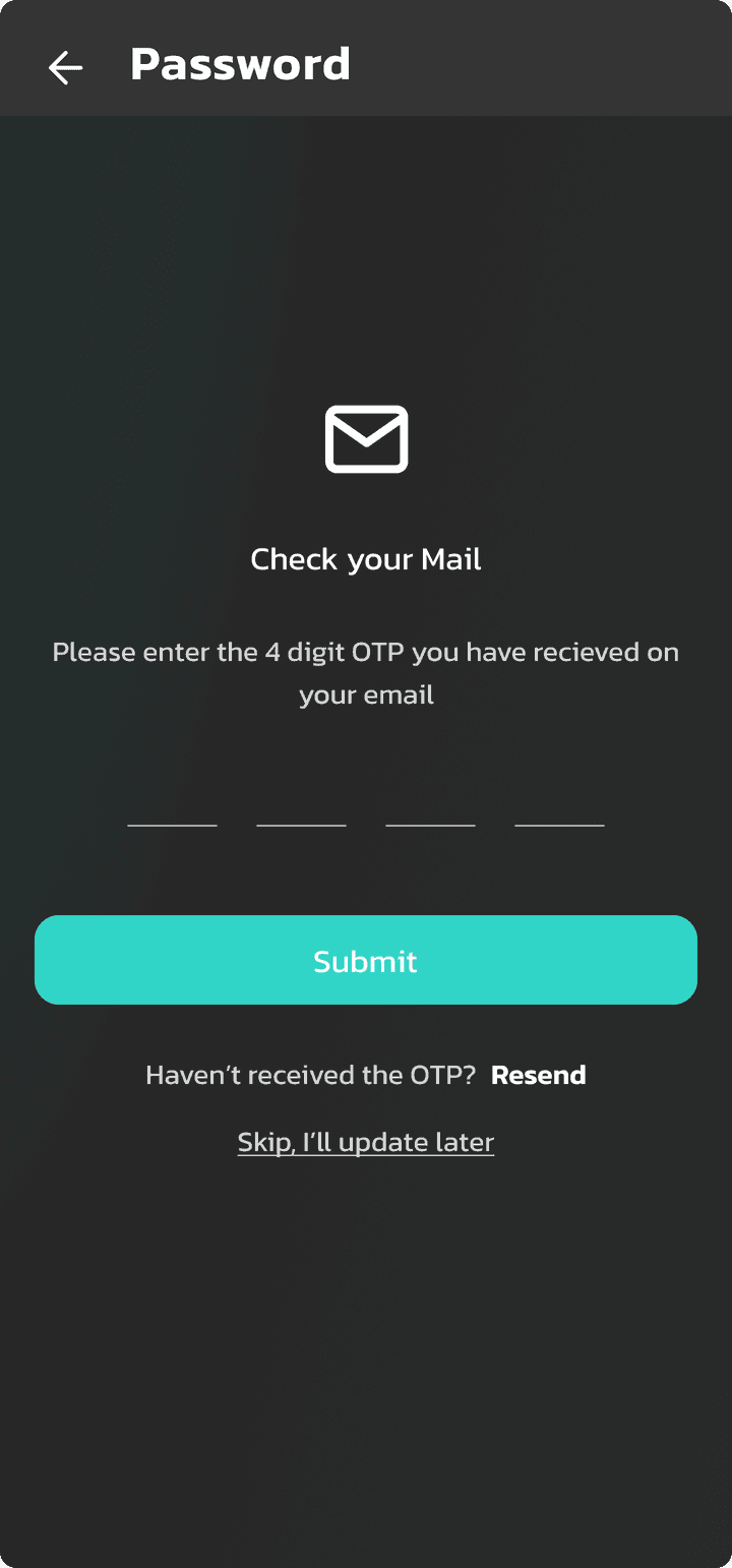 Password screen